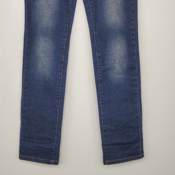 Justice Girls Medium Wash Whiskering Fading Denim Jeans Size 12S - Picture 4 of 12